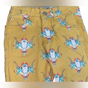 Fallon Taylor Mustard Yellow w/ Bull Skull Print Sz 26